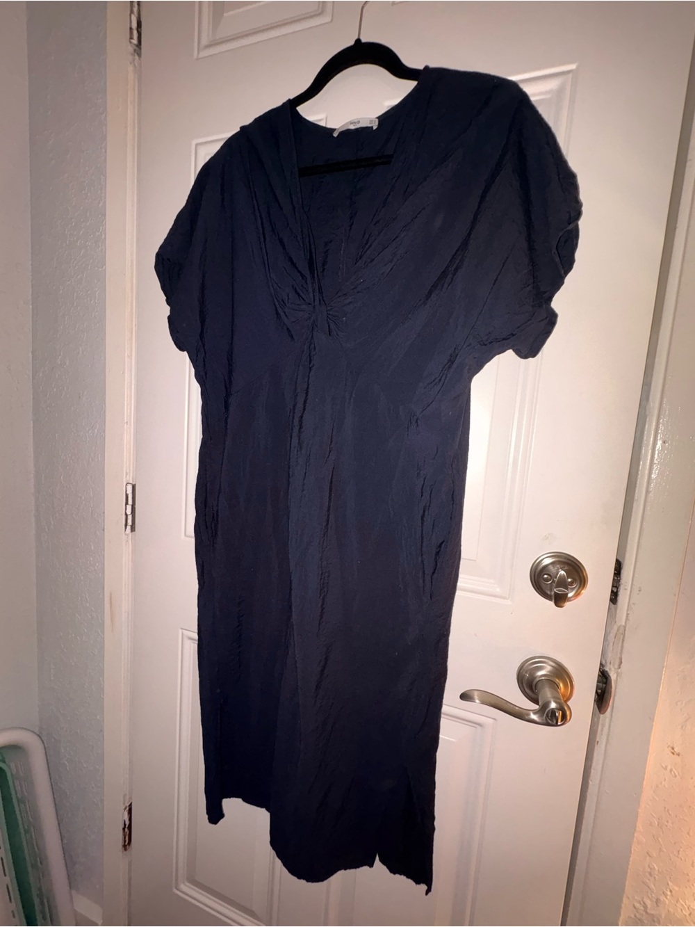 Mango Navy V-Neck Midi Dress